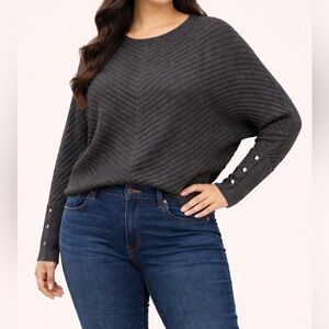 Alfani Charcoal Ribbed Knit Dolman Top
